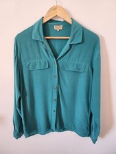Ladies Vintage Teal Patra London Pure Silk Blouse Size 10- 12 - Work Party Smart