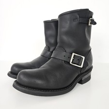 STUNNING WOMENS FRYE ENGINEER BIKER MOTO ANKLE BOOT WAXY LEATHER BLACK US 6 UK 4