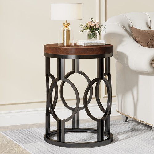 Round end table industrial - round, table,