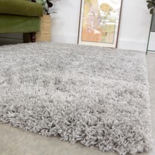 Silver Grey Shaggy Rug NonShed Living Room Rugs Long Hall Runner Mat Bedroom Mat