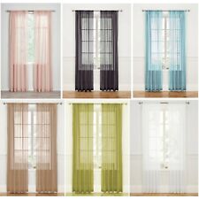 Pair (2 Panels) - Sheer Slot Top Plain Voile Net Curtain Panels  -  Free Postage