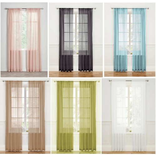 Pair plain sheer voile - sheer, net