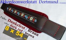8 x 54 cm dark red, accordion bass belt, strap, folk - accordion bass strap
