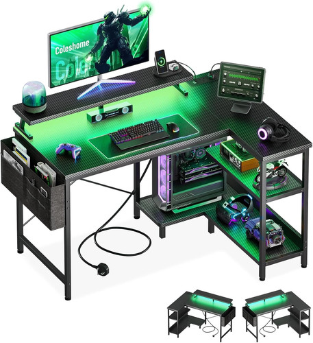 Shaped gaming desk - shaped, led