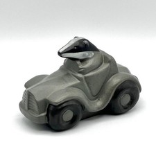 Vintage Lonkey Moor Studio Pottery Cornwall Badger in a Grey Car