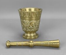 Vintage Small BRONZE PESTLE & MORTAR with Engraved Decoration - 584gram