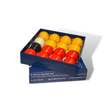 Red and Yellow 2" Pool Ball Set with 1 7/8 Inch Cue Ball for Coin Mech Tables