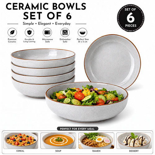 6pc ceramic pasta salad bowls - 6pc,