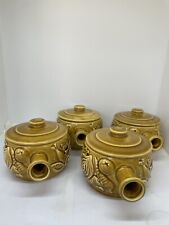 Sylvac 4 Brown Handled Soup Bowls With Lid No 4905 Made In England.