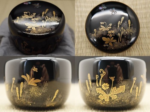 Japan lacquer wooden tea caddy - lacquer,