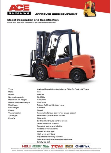 Heli fd30g container spec - fd30g,