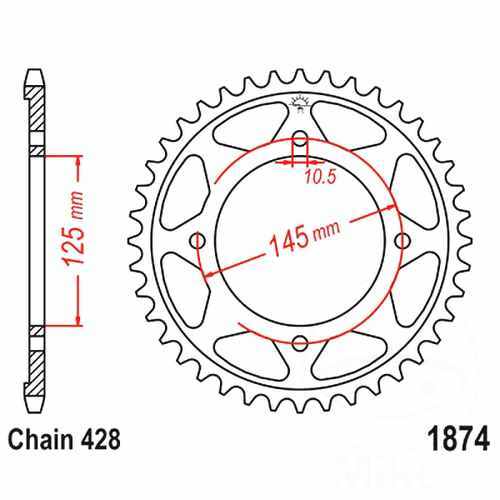 Rear sprocket tooth pitch - rear, 56