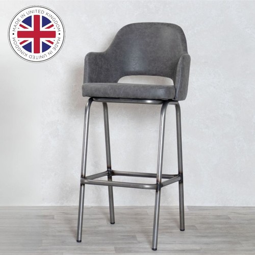Grey gunmetal bar stool - bar, faux