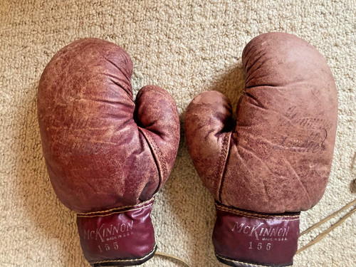 Vintage leather boxing gloves - leather,