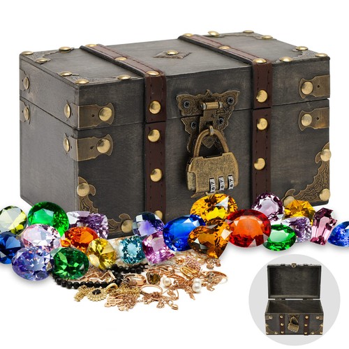 Small wooden treasure - wooden, chest