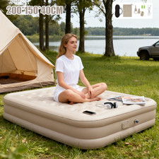 King Air Bed Inflatable Camping Air Mattress, Built-in Electric Pump High Raised