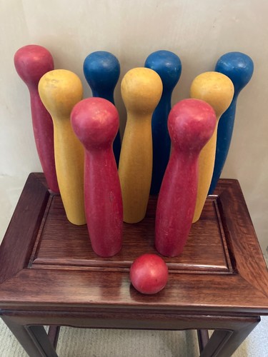 Vintage wooden skittles - 9,