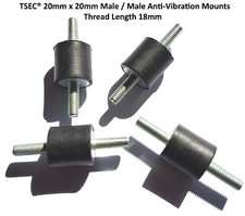 Anti Vibration Rubber Bobbin Mounts 20mm D x 20mm Long M6 male car boat kart