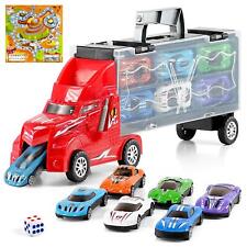 Toy Car Transporter Carrier Truck Car Launcher Board Game Dice 6 Cars Included