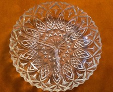 Glass Three Partition Serving Dish Snack Plate Or Bonbon Dish 19cm Diameter