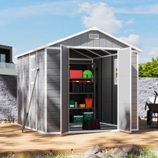 8x6ft Outdoor Large Shed Plastic Garden Tool Bike Storage Shed House DobleWindow