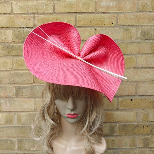 Coral pink cream fascinator - coral,