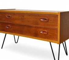 DANISH TEAK CHEST OF DRAWERS HAIRPIN LEGS MID CENTURY RETRO PAUL CODOVOUS