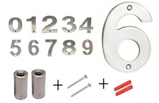 LARGE Stainless Steel Door Numbers 6"+ StandoffFitting House Flat Apartment Shop