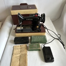 Vintage Singer 99K Sewing Machine w/ Case, Attachments, Manual, 1940s, Tested