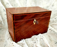 Antique Mahogany Tea Caddy with Two Compartments with Lids Victorian