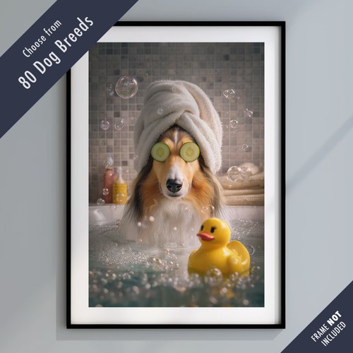 Funny dog bath print - dog,