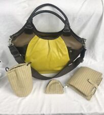 Mamas and Papas Baby Changing Bag Leather Green Brown Changing Mat Bottle Bag