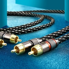 Pair OFC Shielded HiFi RCA Audio Cable Gold Plated RCA Signal Interconnect Cord