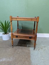 Vintage Mahogany Side Table Wine Bedsides Table Canterbury Style Metal Casters 