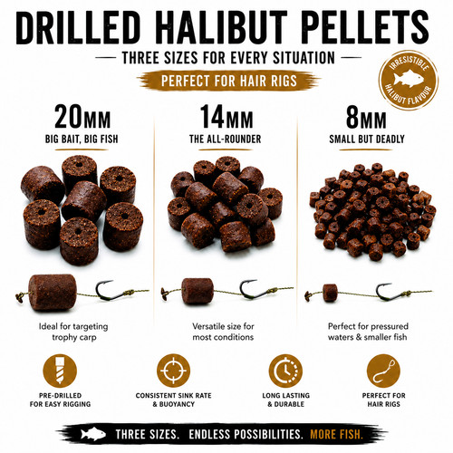 Drilled halibut pellets - halibut,