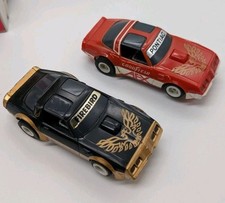 AFX Aurora 2 Slot Cars Vintage Pontiac Firebird. Crown Gear Worn On Black Car 
