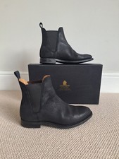 Crockett&Jones designer hand made Chelsea boots women black rough suede 5.5UK