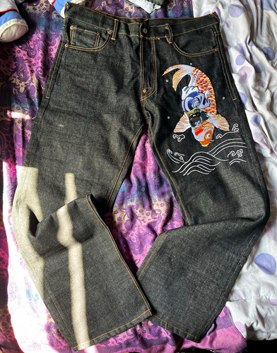 Evisu men black dark wash - black,