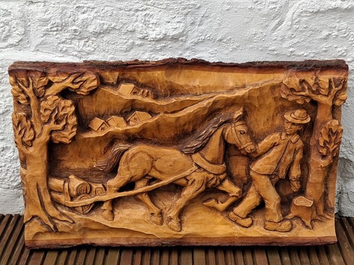 Vintage wood carving panel - vintage,