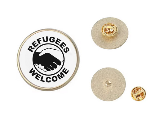 Refugees welcome lapel badge - refugees,
