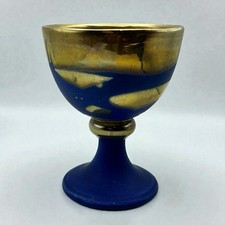 Margary Clinton 1931-2005 Lustre Goblet – Blue & Gold.Signed . Scottish Studio