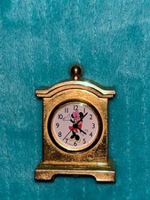 Vintage Disney Minnie Mouse Mini Tiny Mantle Clock Gold Tone Japan Movement