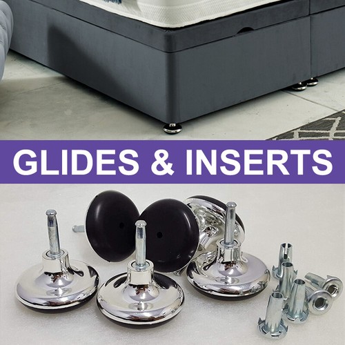 Chrome feet bed legs gliders - chrome,