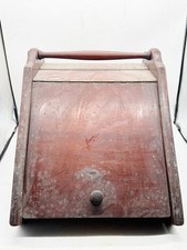ANTIQUE WOODEN COAL SCUTTLE BUCKET WITH METAL LINER FIRESIDE STORAGE BOX
