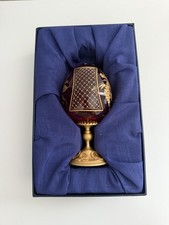 Faberge Russian Decorative Red Crystal Egg on Metal Base Antique Vintage Rare