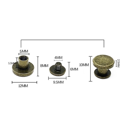 Flat round screw leather - leather, craft