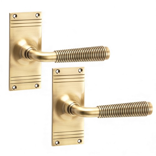 Pair antique brass reeded - pair,