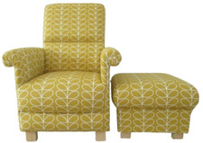 Orla Kiely Linear Stem Fabric Adult Chair & Footstool Dandelion Armchair Nursery