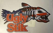 SHAKESPEARE LICENSED UGLY STICK BOAT RODS FISHING BOX  STICKERS 13 X 8cm