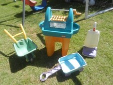 Garden Toys Wheelbarrow Cart BBQ & Hoover 2 x Little Tikes